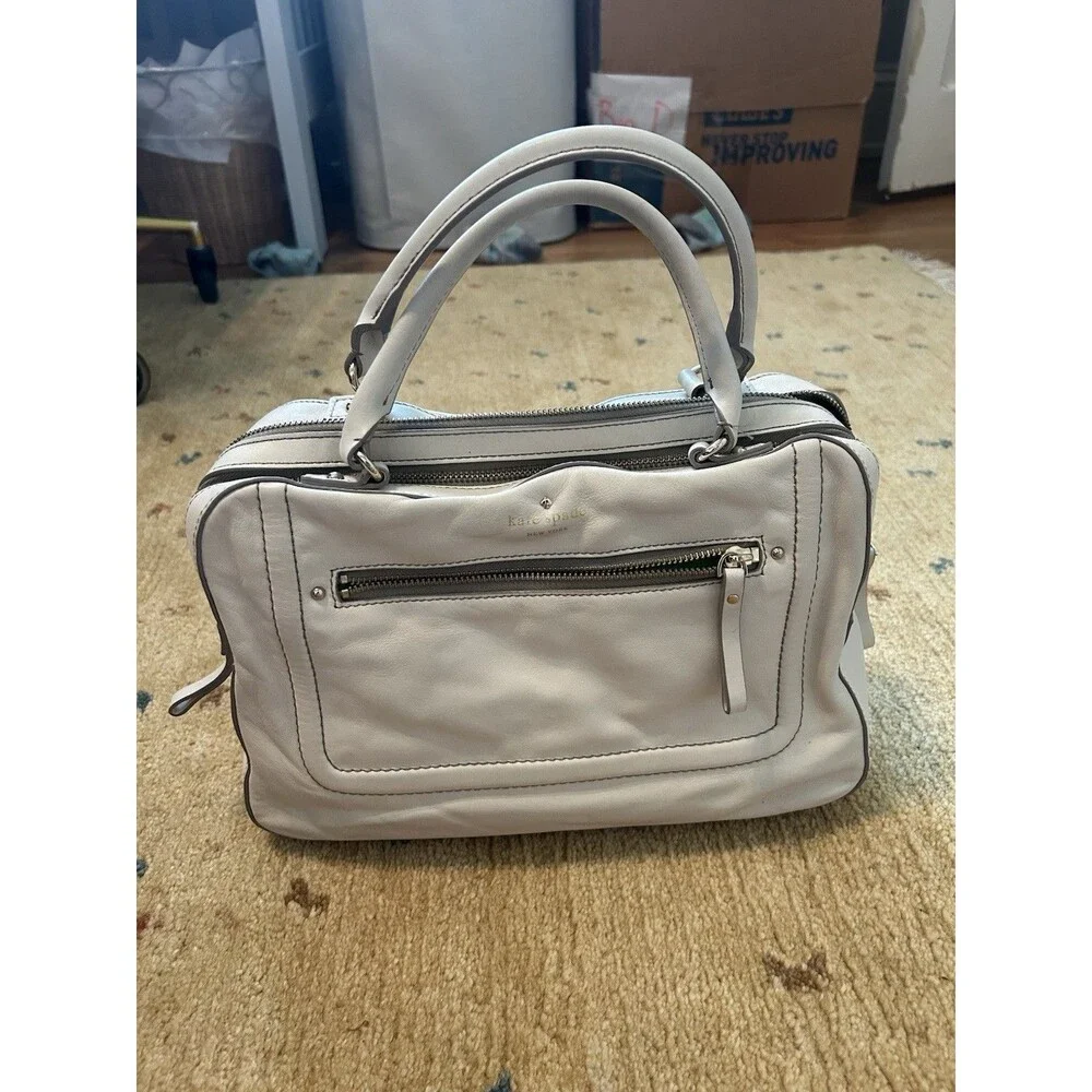 Kate Spade New York Mott Street Fisher Bag Cream Satchel Purse Chic Career